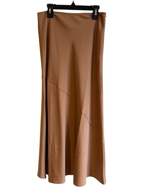 Mod Ref Champagne Mid Rise Satin Midi Skirt Size Small NWOT